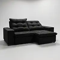 Sofá Conforto Plus Reclinável e Retrátil Aurora Veludo LIMOV (Preto, 2,50m)