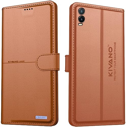Image of KIVANO Compatible with Vivo T1x 5G Flip Cover | Leather Finish | Inside Pockets & Inbuilt Stand | Shockproof Wallet Style Magnetic Closure Back Cover Case