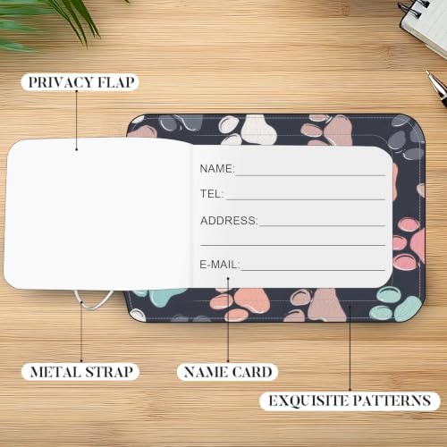 Image of Paw Print Luggage Tags 2 Pack, PU Leather Privacy Flap