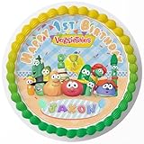 7.5 Inch Edible Cake Topper – VeggieTales Kids Fun Themed Birthday Party Collection of Edible Cake Decorations round