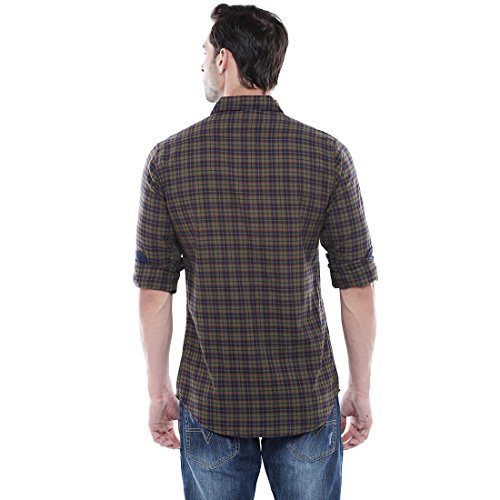 Image of Dennis Lingo Men's Cotton Slim Fit Checkered Casual Shirt
