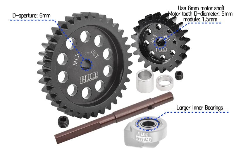 Amazon.com: 40Cr Carbon Steel M1.5 Spur Gear 35T + Motor Gear 20T