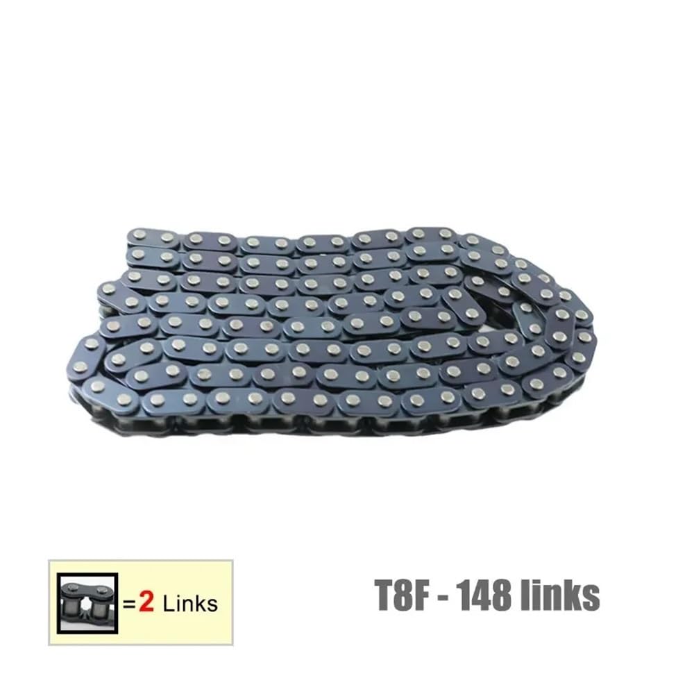 Chaîne T8F for Moto, Min Pit Dirt Bike, 124, 126, 128, 130, 132, 134, 136, 138, 140L, 144L, 148L, chaînes d'entraînement à maillons, adaptées for Moto et Scooter 49cc(148)