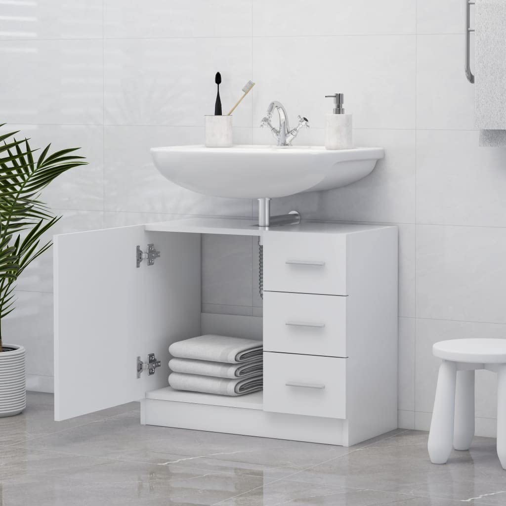 Mobile con Lavello Bianco 63x30x54 cm Legno Ingegnerizzato