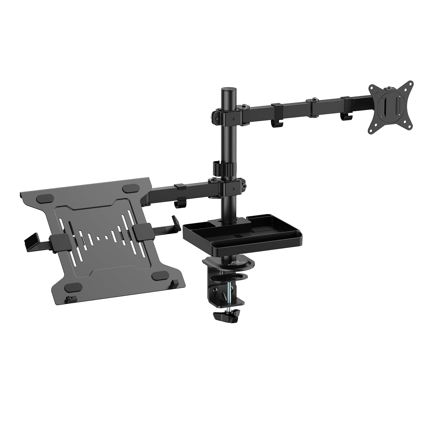 AD ADVANCE - XTENDMOUNTS Flex, Support Ecran PC de 17 à 32", Plateau Ordinateur Portable, Compatible VESA 75x75/100x100, Hauteur & Inclinaison Ajustable, Tablette Rangement & Support Smartphone