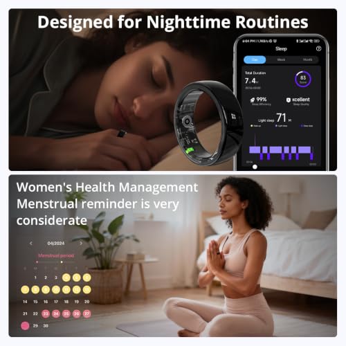 Image of Smart Ring for Women, Health Tracker & 5ATM, COLMI R02.(Black Ceramic, 10#)