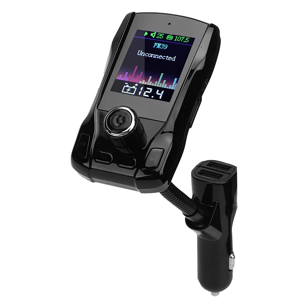 Transmisor Bluetooth, Adaptador de Radio FM Inalámbrico FM39 Cargador de Reproductor MP3 con Pantalla TFT de 1,8 Pulgadas y Rotación de 360°