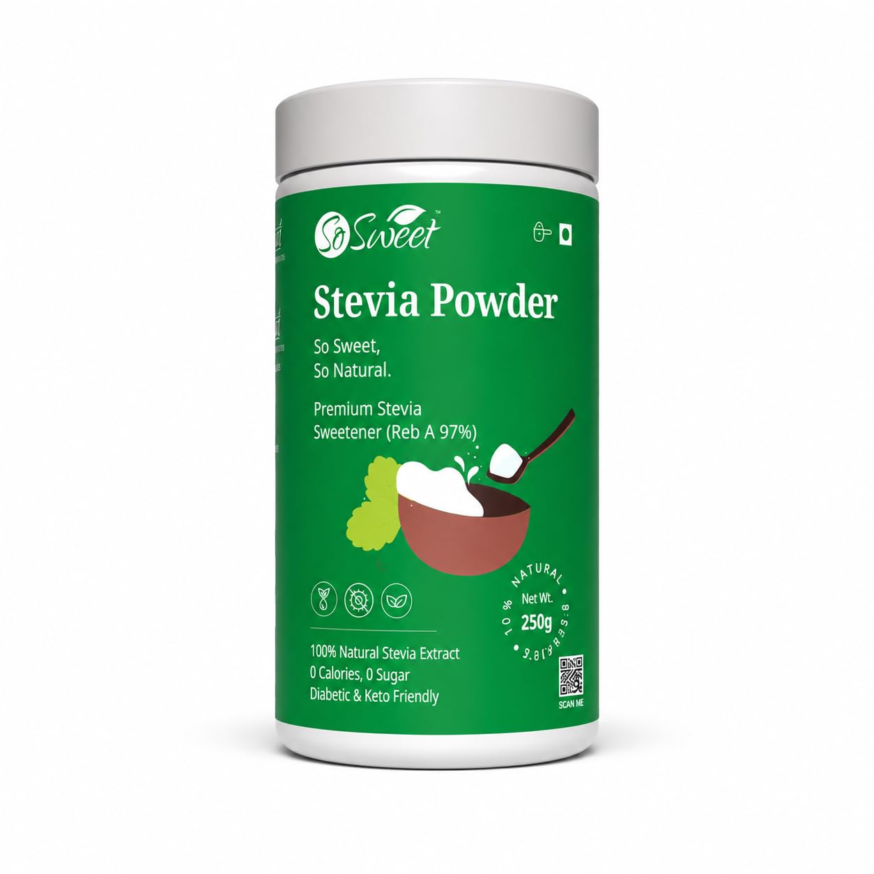 So Sweet Stevia Powder Sugar Free Natural Zero Calorie Sweetener - 1250gms (Pack of 05) (250Gm Each) — Amazon image 12