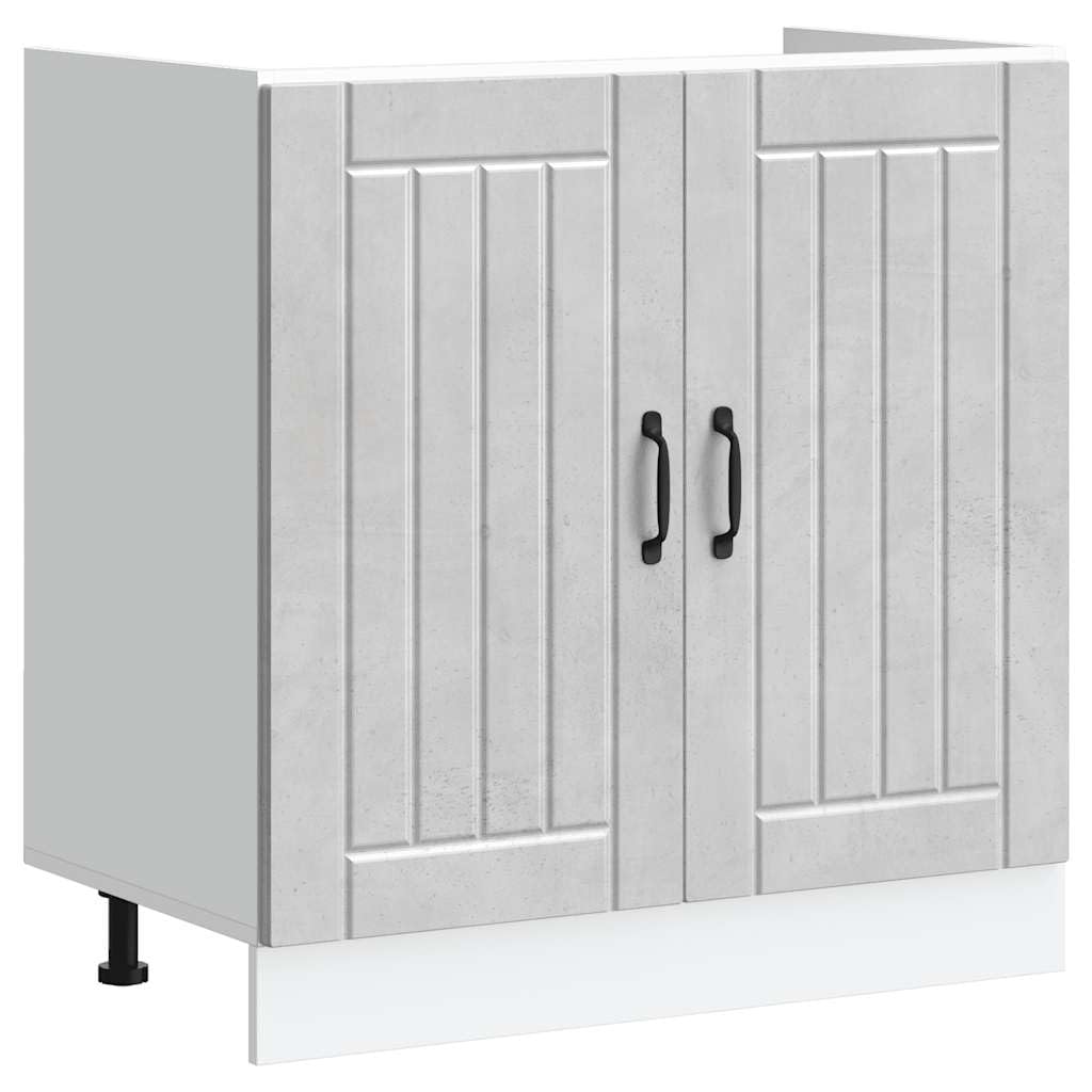 Lucca szafka pod zlewozmywak w kolorze szarym, betonowa, wykonana z materiału drewnopochodnego, 80 x 46 x 81,5 cm, z regulowanymi nóżkami, szafka kuchenna do przechowywania, szafka pomocnicza