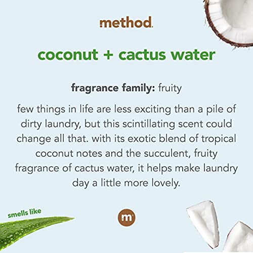 Image of Method Liquid Laundry Detergent, Coconut + Cactus Water, 66 Loads Per Bottle, Stain Remover, 53.5 Fl Oz (Pack of 1)