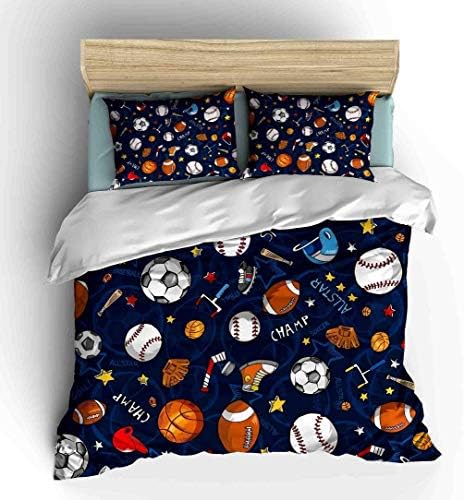 SHOMPE Sports Boys Comforter Sets Full Size,Baseball Football Basketball Theme Quilt Set for Kids Children Fans Bedding Decorative