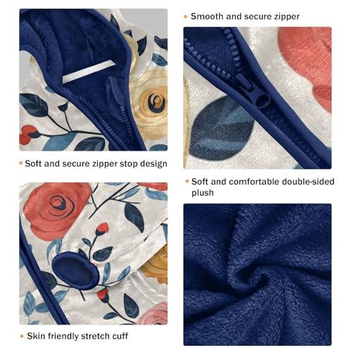 Colorful Roses Flowers Girls Fleece Jacket Girls Fall Jacket Girls Zip Up Hoodie Girls Sherpa Jacket 2-10T3