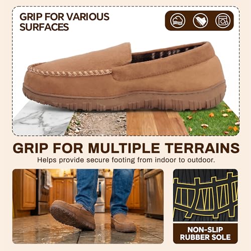 Image of shoeslocker Mens Slippers Microsuede Moccasin Memory Foam House Shoes
