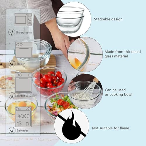 Image of AYUTAS Crystal Clear Glass Bowls Set of 2, Small Size Glass Dessert Bowl Set, 400 ML Serving Bowls for Modular Kitchen, Restaurants | Microwave Safe Glass Bowls | Size: 4 Inches