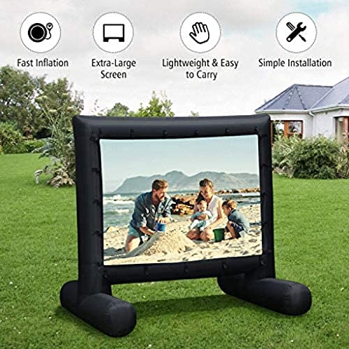 Pantalla de cine inflable 14 pies / 4.3 m 16:9 HD pantalla de proyección portátil de lona para fiestas al aire libre con bolsa de almacenamiento miniatura 4
