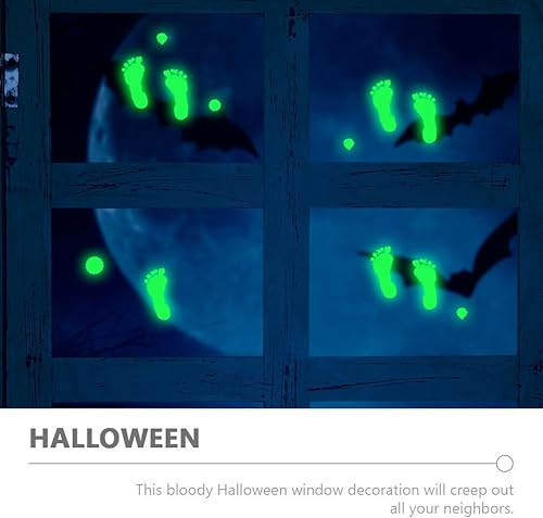 Miniatura 5 de Calcomanías de suelo que brillan en la oscuridad, calcomanías de huellas, brillantes recortes fluorescentes para decoración de fiesta de Halloween