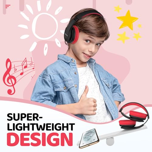 Image of JoySpark Kids Bluetooth Headphones, Lightweight Wireless Headphones for Kids, 85 /94dB Volume Limited, 60 Hours Playtime, Bluetooth 5.3, Over-Ear Toddler Headphones with Built-in Mic (Black)