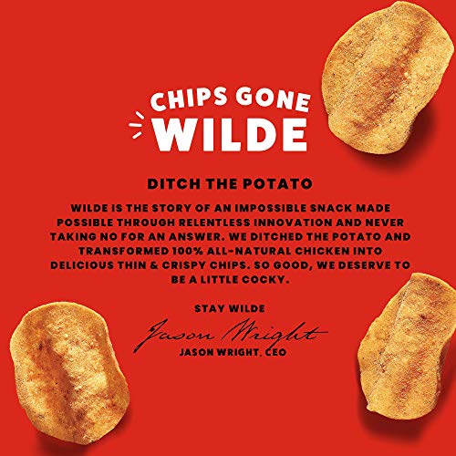 Buffalo Chicken Chips by Wilde Chips, Thin and Crispy, High Protein, Keto Certified, Made with Real Chicken, 2.25oz Bag (3 Count)
