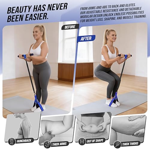 Image of Upgrade Pedal Resistance Band with Handle, Adjustable Tube Foot Pedal Device Puller Exercise Bands, for Abs Arm Leg Waist Workout, Core Pilates, Sit Up Fitness Equipment for Full Body Training