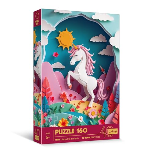 Trefl - Puzzle mit 3D-Effekt, Einhorn - 160 Elemente - 40 Jahre Trefl, Bunte Puzzles mit Tieren, für Kinder ab 6 Jahren Trefl - Puzzle mit 3D-Effekt, Einhorn - 160 Elemente - 40 Jahre Trefl, Bunte Puzzles mit Tieren, für Kinder ab 6 Jahren