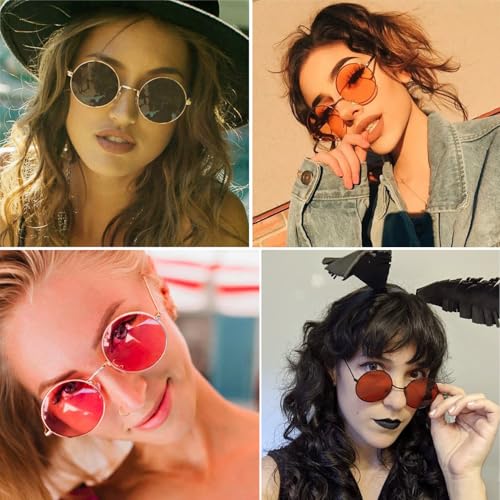 Retro Small Round Sunglasses Womens Men Circle Lennon Hippie Style Sun Glasses Gold Frame Red Shades Ocean color Sunnies2