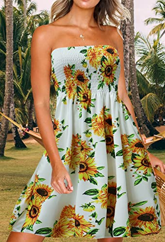 Image of Zyyfly Womens Summer Beach Dresses Strapless Cover Ups Dress Tube Top Sundresses
