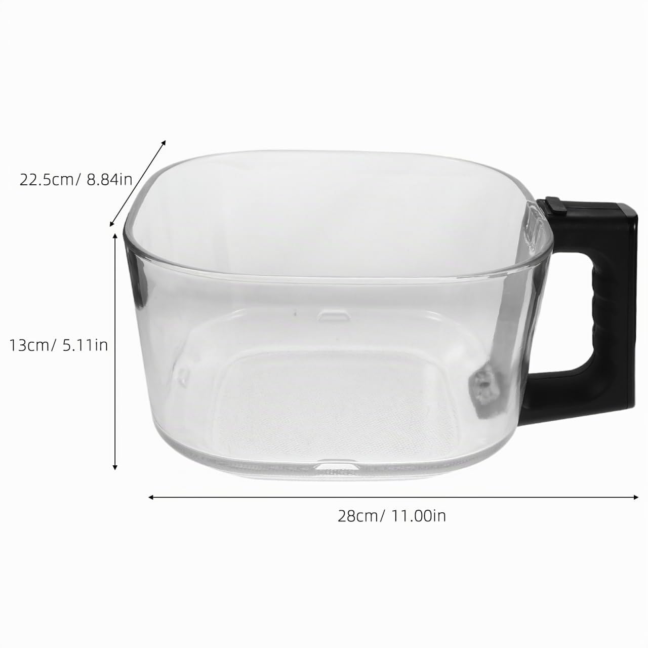 Recipiente Cuadrado de Vidrio de 4,5l para Freidora de Aire, Bandeja de Repuesto Transparente para Cocina y Pequeñas Fiestas, Accesorio Esencial para Freidoras