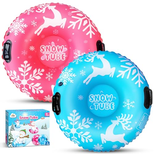 ZMLM Snow Tubes for Kids, Plastic Snow Sleds with Handles,
