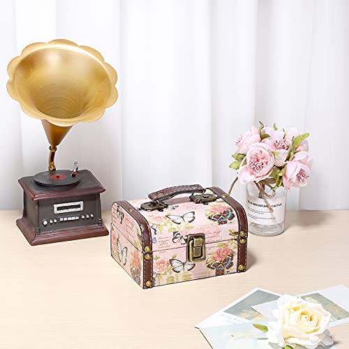Elldoo Decorative Treasure Chest Box, Wooden + Pu Leather Storage Box For Jewelry Trinkets, Keepsakes Box For Girls Women Gifts (Butterfly Pattern, Small) #TOP5