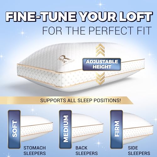 Image of Royal Therapy 2-Pack King Memory Foam Pillow, Adjustable Shredded Odor-Free Bed Pillow for Neck & Shoulder Pain Relief, Breathable Support for Back, Stomach, Side Sleepers, AirFlowPRO