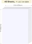 White Cardstock 8.5 x 11, 40 Sheets Card Stock, 75 LB/200 GSM Thick Copy Paper, Cardstock Printer Paper for School & Office Supplies, Art, Watercolo, Craft, Drawing, Invitations, Menus, DIY Cards