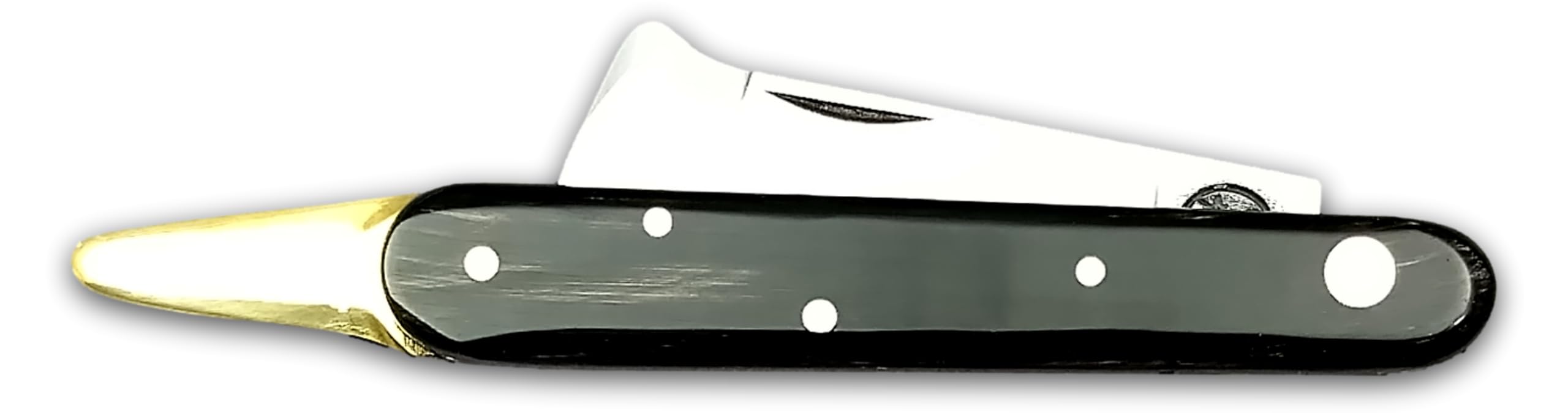 DUE BUOI 202C SP OT Coltello da Innesto Professionale Alberi da Frutto e Giardinaggio Manico in Corno e Lama in Acciaio al Carbonio Böhler K720