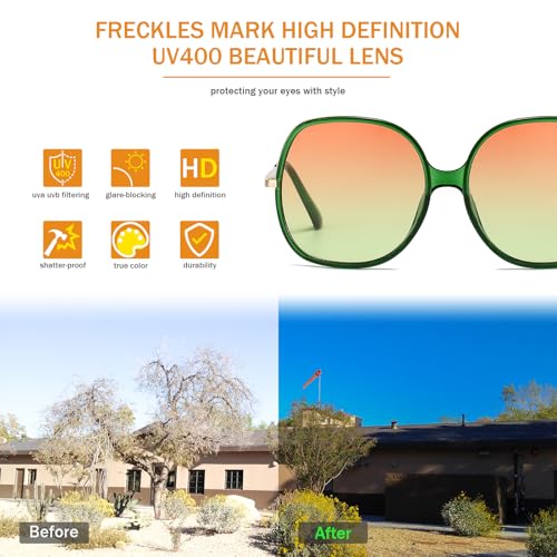 Image of Freckles Mark 70s Super Oversize Square Sunglasses for Women Vintage Rectangular Plastic Frame