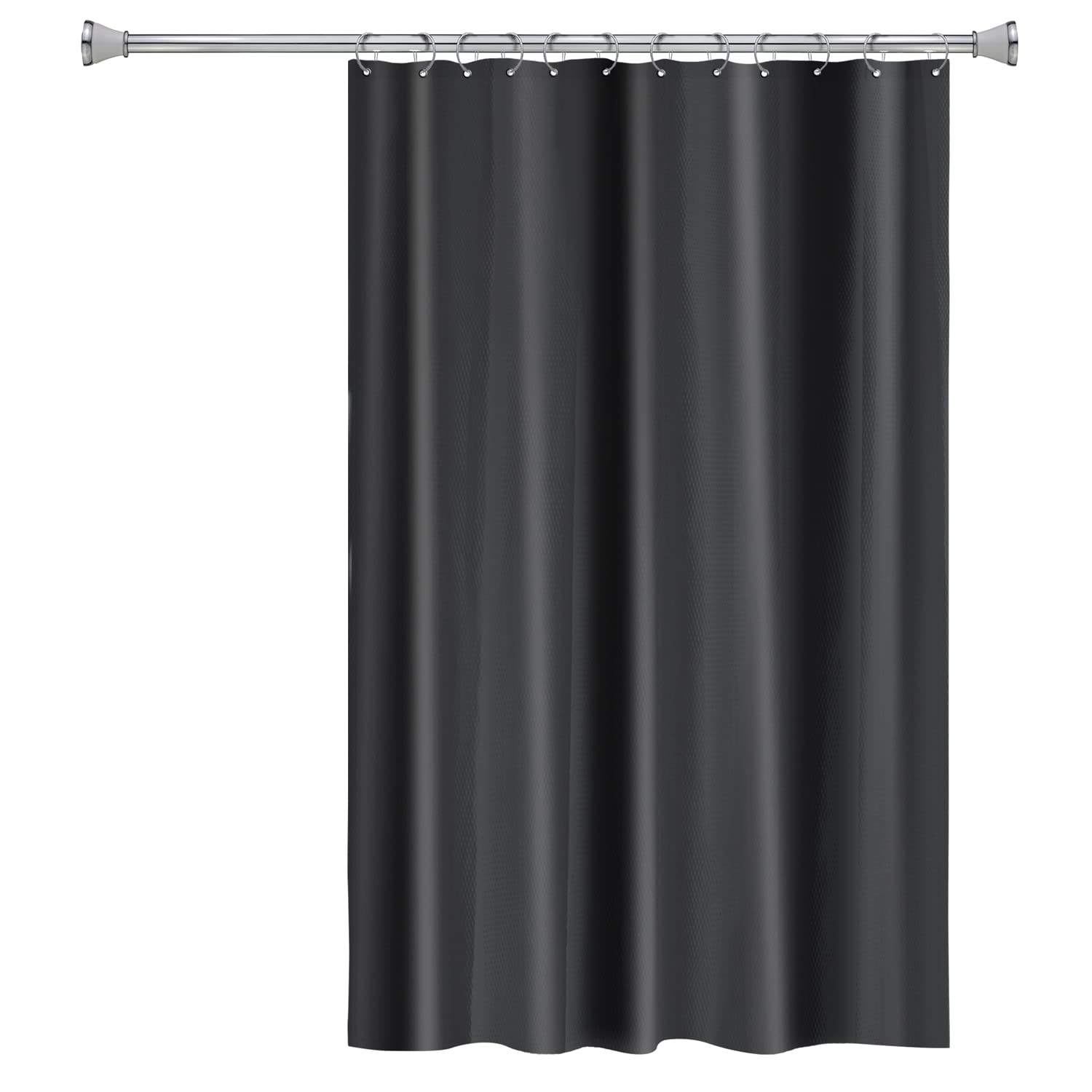 Splash HomeElla Soft Microfiber Shower Curtain Liner, Water-Repellent Fabric Curtain for Bathroom and Bathtubs, Washable, 70 x 72 inch - Black