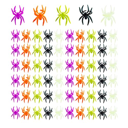 Yoblink Spider Rings 5 Colors 100Pcs Plastic Halloween Spider Rings