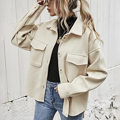 Lu's Chic Women's Long Sleeve Shirt Western Fashion Thick Fleece Button Up Oversized Shacket Jacket3