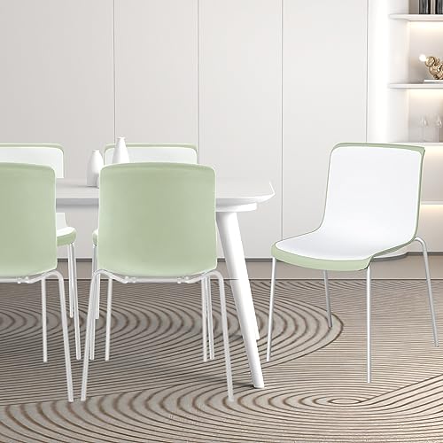 Wonder ComfortAcrylic, Modern Slot-Back, Plastic Stacking Kitchen Armless Seating Set of 4 Dining Chairs, Green