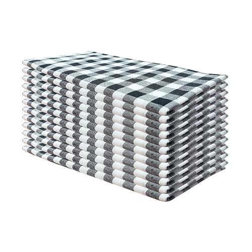 Lot de 12 Serviettes de Table à Carreaux - 45,7 x 45,7 cm