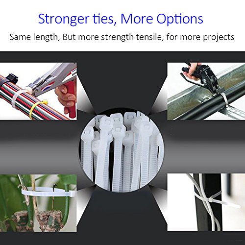 Cable Zip Ties Heavy Duty 12 Inch, Ultra Strong Plastic Wire Ties With 120 Pounds Tensile Strength, 100 Pieces, Nylon Tie Wraps With 0.3 Inch Width In Black & White, Indoor And Outdoor Uv Resistant #TOP5