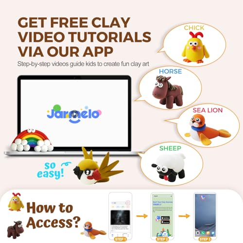 Image of Jar Melo Air Dry Clay, Magic Modeling Clay Kit, 24 Colors with Storage Box | DIY Clay Set, Triple Freshness Seal, Soft&Non-Sticky, Sculpting Tools&Grid Mat, Arts and Crafts Gift for Kids Ages 6+