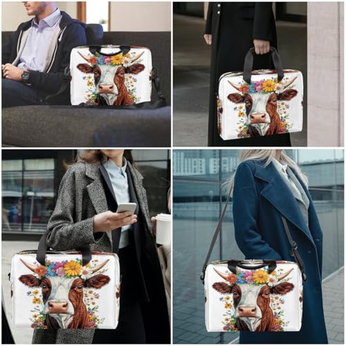 Maletín para laptop de 15.6 pulgadas con estampado de vaca miniatura 2