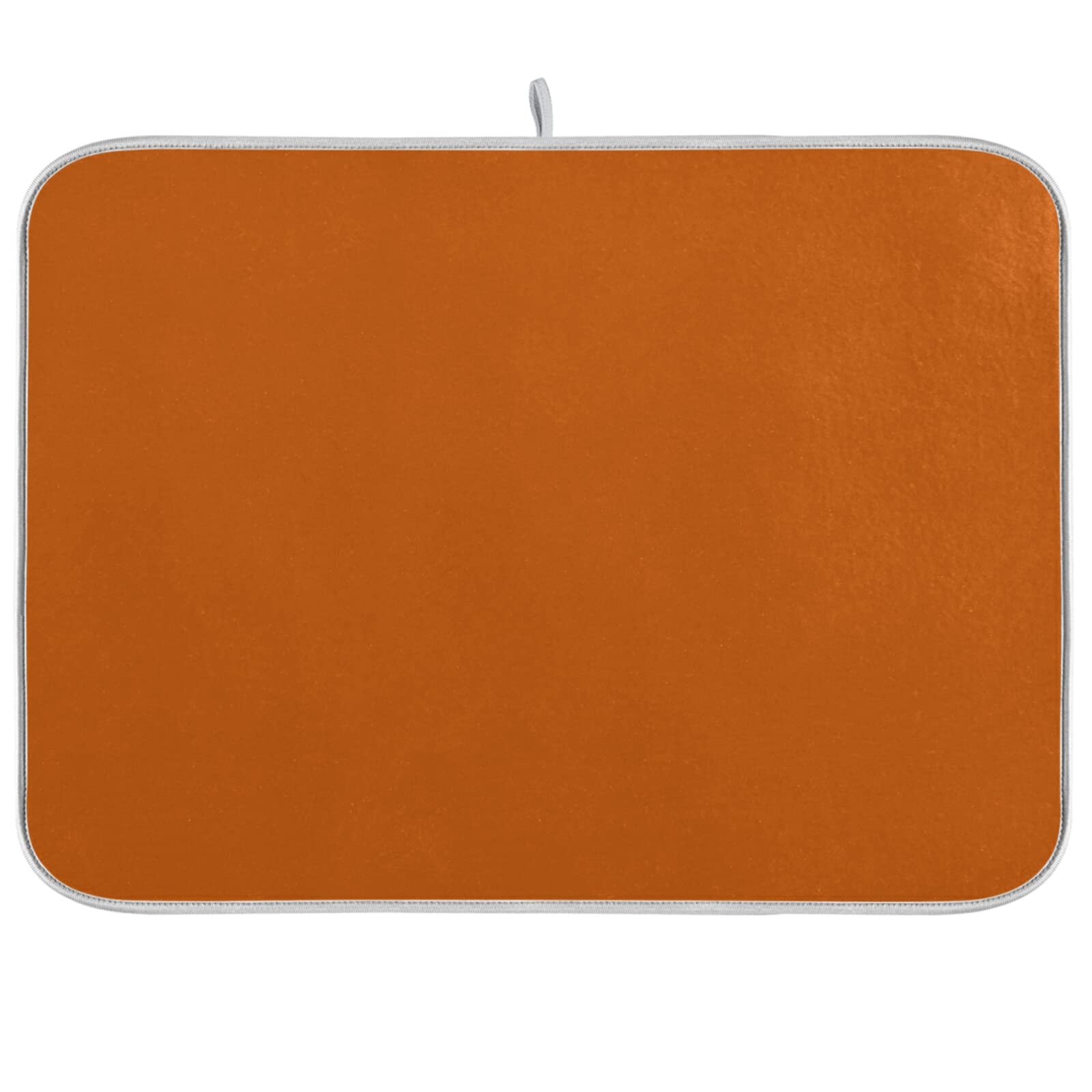 xigua Dish Drying Mat Plain Rust Orange Solid Color Drying Mat for Kitchen Counter Heat-Insulating and Heat-Resistant Polyester Absorbent Tableware Drying Pad Kitchen Countertop Anti-slip Draining Mat