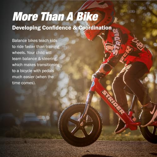 Image of Strider 12 Sport Bike, Red - No Pedal Balance Bicycle for Kids 1 to 4 Years - Includes Safety Pad, Padded Seat, Mini Grips, Flat-Free Tires -Easy Assembly, Tool-Free Adjustments