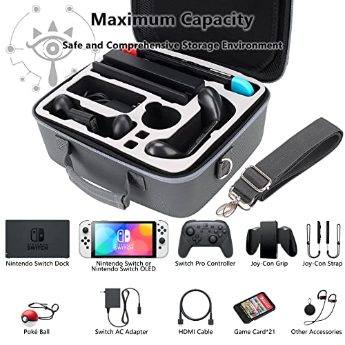 Zelda Carrying Case for Nintendo Switch / Switch OLED - Portable Hard Messenger Bag Travel Cases with Professionally Protective Interior for Nintendo Switch Console Pro Controller Accessories - Thumbnail 3