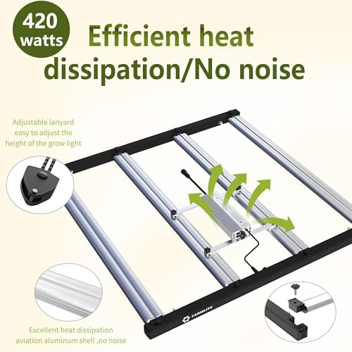Image of FARMLITE LED Grow Lights for Indoor Plants Full Spectrum Growing Light Bar Plant Hanging Growing Lamps Seedling Daisy Chain Dimmable Board 4x4ft Coverage (420watts)