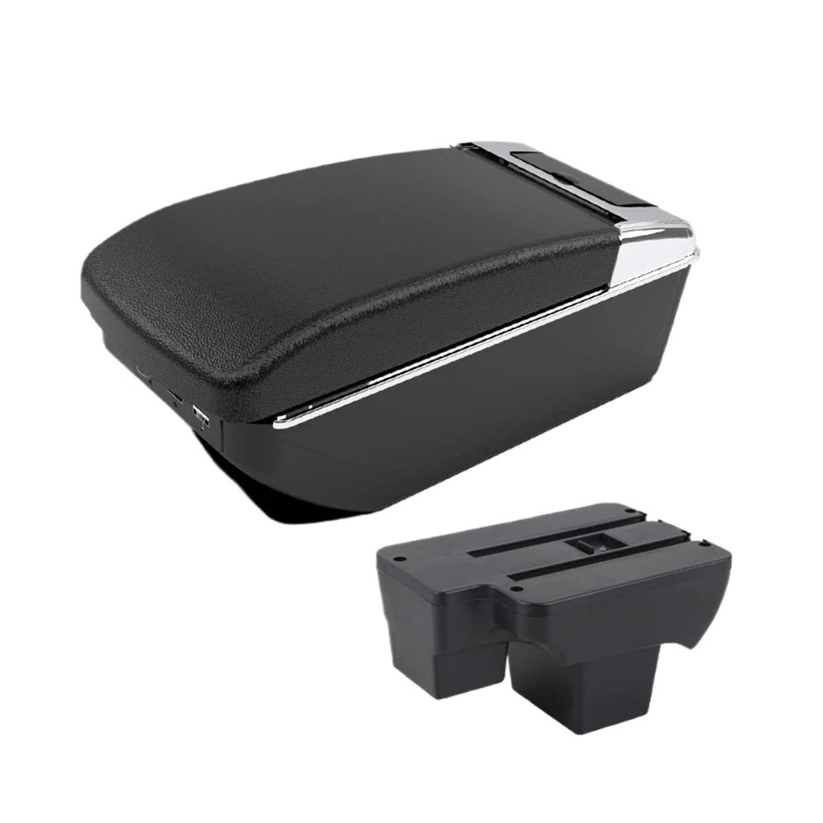 Ggwqoops Car Armrests For VW For Polo 2020-2024 Armrest Box Car Dedicated Retrofit Storage Parts Accessories Armrest Box(A2 Black line 7 USB)