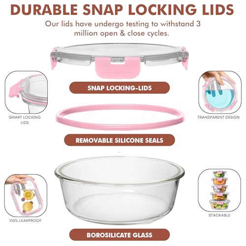 Image of Razab 30 PC Glass Food Storage Containers with Lids - Reusable Glass Meal Prep Containers for Lunch and Leftovers - Airtight & Leakproof Snap Locking Lids - Oven, Freezer, Microwave, Dishwasher Safe
