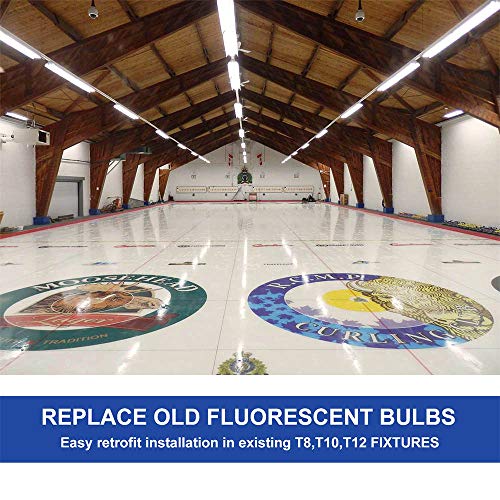 T8 T10 T12 LED Light Tube 4FT, 22W (40W-50W Equiv.), Dual-End Powered, Ballast Bypass, F48T8 Fluorescent Replacement, 2400Lumens, 6000K, Frosted Cover, Garage, Warehouse, Shop Light - 25 Pack - Thumbnail 2