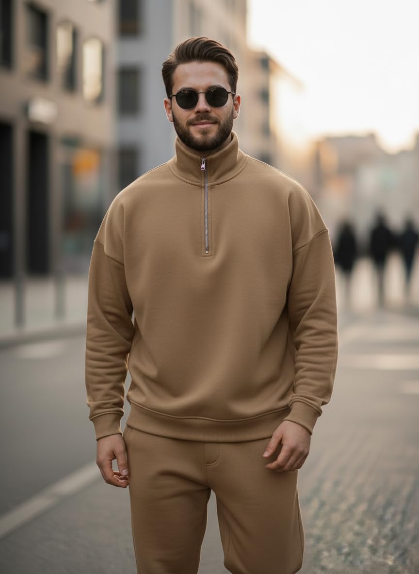 Mack Jonney Solid Half Zipper Track Suit for men | Co-ord Set | Warm Fleece Tracksuit Set | Full Sleeve Sweatshirt-M6147 4