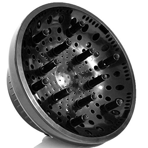 IMPROVED Universal Hair Diffuser for Curly and Wavy Hair, Adaptable for Blow Dryers with Nozzle Diameter 1.4 Inch to 2.7 Inch, Ultra-thin Design for Easy Travel, Shiny Black